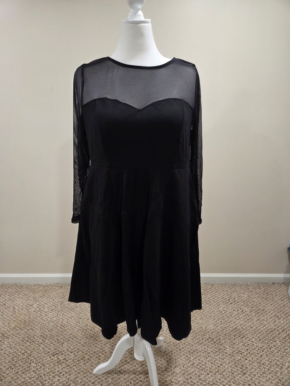 torrid Black Mesh Yoke Fit-and-Flare Dress With Pockets!